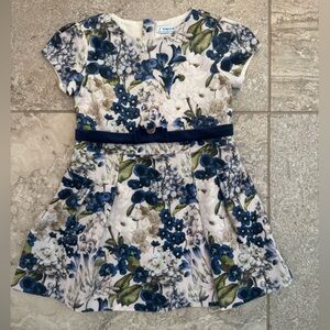 Mayoral 4T Blue and White Floral Cap Sleeve Springtime Dress